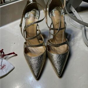 Christian Louboutin Gold Strappy Women's Shoes